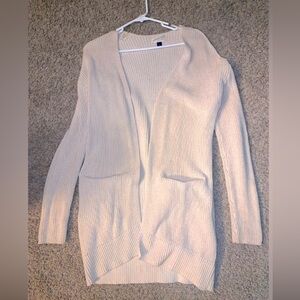 Cream Open Front Cardigan Sweater